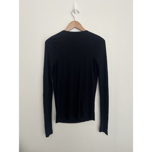 VTG Givenchy Paris Black Draped Cowl Neck Long Sleeve Silk Top Blouse Beaded S - Picture 2 of 6